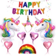 Simple, economical unicorn themed children's birthday decoration balloon Set package + BANDO type 21