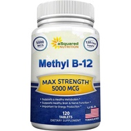 ASquared Nutrition Vitamin B12-5000 MCG Supplement Contains Methyl Cobalt (Methyl B-12) -Maximum Int