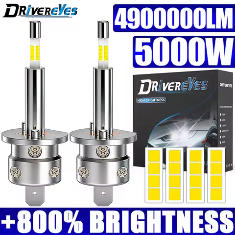 5000W 4900000LM H1 H7 LED Lights Canbus Car Headlight 1:1 Mini 360 3D CSP High Low Beam 800% Brighte