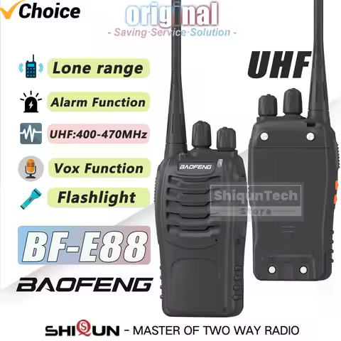 2/4PCS Baofeng E88 Walkie Talkie UHF 400-470MHz 1500mAh 16 Channel Long Range Flashlight Upgraded BF