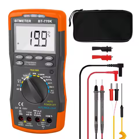 Digital Multimeter BT-770K Auto Ranging for Dwell Angle Pulse Width Tach Temperature Duty Current Vo