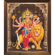 Durga Lion Digital Photo with Lamination and Frame (L514)
