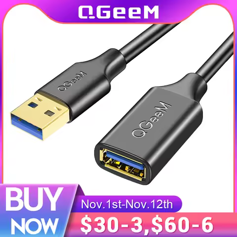QGeeM USB Extension Cable USB 3.0 Cable Extender for PC Laptop Smart-TV PS4 Xbox SSD USB 3.0 2.0 Mal