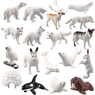 BATOHO 18Pcs Set Figura Haiwan Artik, Set Figura Kutub Realistik, Hiasan Diorama Habitat Artik Plast