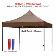 Brown 8x8 Feet Full Set PVC Canvas Heavy Duty Folding Canopy Tent Kanopi Bazar Payung Pasar Malam Kh