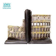 [Gralara] Classical Architectural Bookend Sturdy Bookend with Arched Relief Facade Resin Bookends Ve