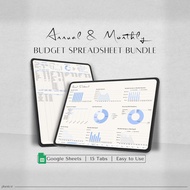 BUDGET PLANNER BUNDLE Google Sheets Annual Monthly Budget Spreadsheet Budget Template Simple Budget 