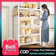 GY-Stainless steel Rak Dapur Kitchen Cabinet Microwave Oven Rack Storage Shelves with Door Multifunc