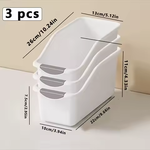 3-piece multi-functional plastic storage box set, featuring curved aesthetic design + stackable and 