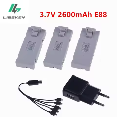 3.7V 2600mAh RC Drone Battery Stable UAV Battery for E88 E88PRO E88MAX E525 E99 E99PRO P1 P5PRO K3 S