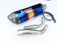 ชุดท่อ Aerox155(ยามาฮ่า แอร็อกซ์155) ปี2016-2020 ชุดท่อ Aerox155+AK18 นิ้วใบอ้วนสีรุ้งปากเคฟล่า