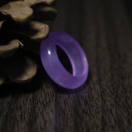 高冰種紫色玉髓戒指素圈簡約玉戒禮盒