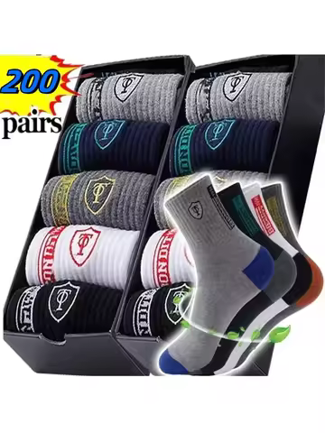 200-100-50-20-15-10-5-3Pairs Breathable Cotton Sports Stockings Men Bamboo Fiber Autumn and Winter M