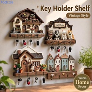 76DCXMY Wooden Key Holder, Wall Mounted House Shape House Key Holder, Gifts 2D Flat Wooden Key Hook 