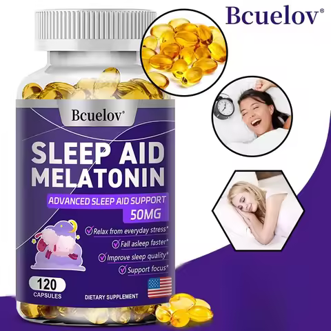 Bcuelov Melatonin, Dietary Supplement for Promotes Relaxation and Sleep Health, 25mg, 30/60/120 Caps