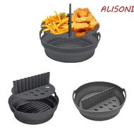 ALISOND1 Air Fryer Baking Pan, Round with Dividing Pad Air Fryer Baking Basket, Air Fryer Accessories Foldable Silicone Heat Safe Air Fryer Liner Home Use