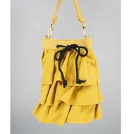日本 RODE SKO 黃色棉布 三層摺花 小斜咩袋