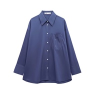 Bishop Steel Blue Oversize Design Drop Shoulder Long Sleeve Top