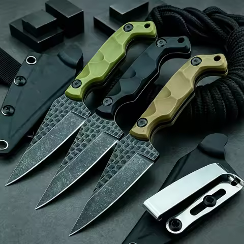 High-Quality Camping Fixed-Blade Knife with Sheath 8Cr13Mov Steel Blade Nylon Fiber Handle Outdoor H