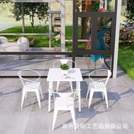 Milk Tea Shop Plastic Wood Cafe Leisure Combination Simple Courtyard Iron Art One Table Four Chairs 