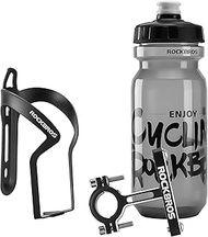 ROCKBROS Bike Water Bottle Holder with Water Bottle, 3-in-1 with Bike Bottle Cage Adapter, Aluminum Alloy Bike Cup Holder Universal Rotation Cup Drink Holders for Bike Handlebars, Motorcycle, MTB