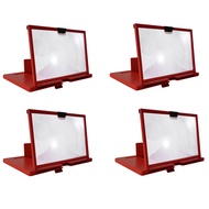 4X Mobile Phone Screen Magnifier 12 Inch 3D HD Video Amplifier Stand Bracket with Movie Game Red Fol