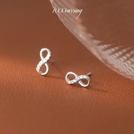 1000earring 925 Sterling Silver Infinity Stud Earrings - Silver