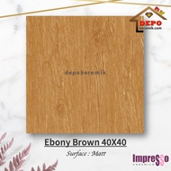 Impresso Ebony Brown 40x40 Kw1 Keramik Lantai Matt Motif Kayu