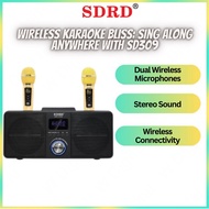 SDRD SD-309 Portable Family Karaoke System Condenser Wireless Stereo Bluetooth Speaker Set with Dual Wireless Microphone