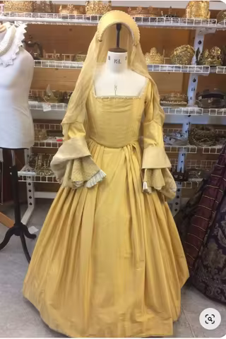 15th Century Tudor Dress Queen Anne Boleyn Yellow Ball Gown With Hat Set King Henry Queen Elizabeth 