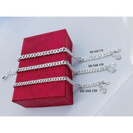 💥READY STOCK💥 (Kid's Bracelet S925 Silver) 銀童手鏈 (Gelang Budak Perak) "Stamping Curb Chain"沖壓單扣側身鏈(Bangle Stamping) BBDKS