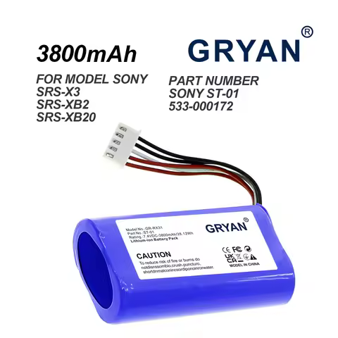 GRYAN For Sony SRS-X3 SRS-XB2 SRS-XB20 Bluetooth Speaker Battery ST-01 3800mAh