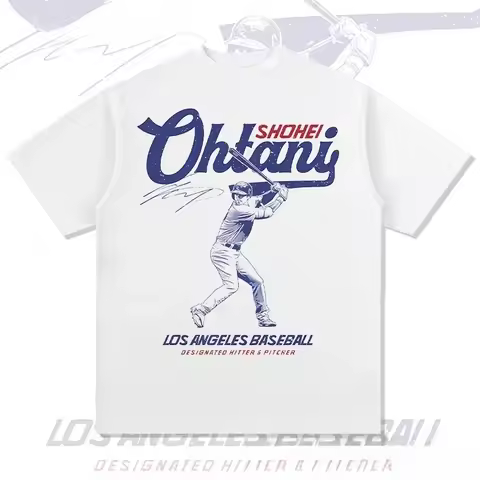 Shohei Ohtani Cotton T Shirt Baseball Star High Street T-shirt Breathable Top Adult Crewneck Casual 