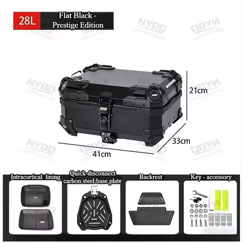 28L Motorcycle Rear Box Aluminium Alloy Tail Box Universal Motorbike Trunk Luggage Storage Case with