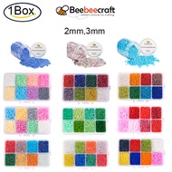 Beebeecraft 1box Glass Seed Beads Mixed Color Bead 2/3mm Small Beads for DIY Bracelet Necklaces Crafting Jewelry Making Supplies