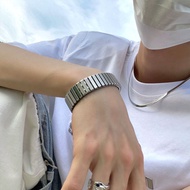 gelang couple gelang titanium anti karat original Titanium Steel Glossy Elastic Metal Couple Unique 