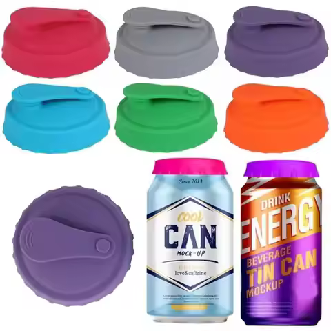 Silicone Soda Can Lid Reusable Can Stopper for Soda Beer Drinks Juice Coke Beverage Fits Standard Ca