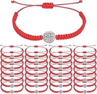 40 Pcs Saints Benedict Medal Bracelet, Cross Woven Rope Bracelet My Saint My Hero Benedictine Blessi