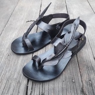 Black Strap Sandals, Custom Leather shoes, Leather Flat sandals, Slingback shoes