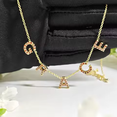 Lateefah Custom Name Necklace 9mm Letter Height 12 Colors Available Personalized CZ Stone Nameplate 