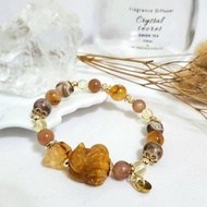 黃膠花九尾狐設計手鍊/招財/消負能量之水晶