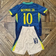 2024 NewBlue Brazil Neymar Jr Kids Soccer Jersey 24-25 Quick drying Breathable Short Sleeve Shorts S