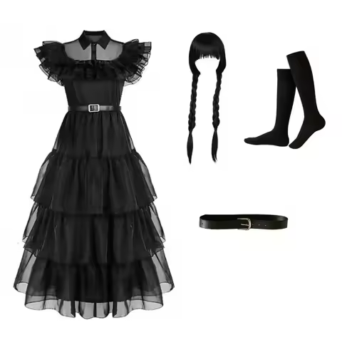 Sinomdy Halloween Cosplay Costume Adams Family Wednesday Dress