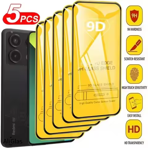 5PCS 9D Screen Protector for Redmi Note 7 10 11 12 13 14 15 Pro Anti-Scratch for Redmi K30 K20 Pro K