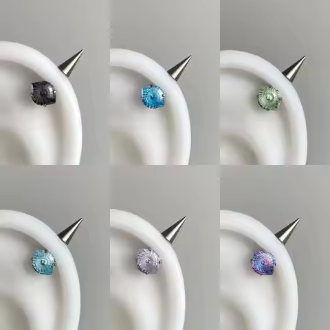 Devil Eye Spiral Cut CZ Piercing Stud F136 Titanium Alloy Shank Titanium Steel Base Unisex Cartilage