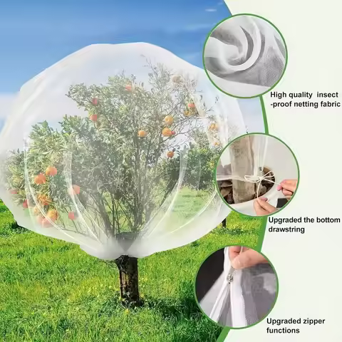 Large Fruits Tree Garden Netting Cover with Drawstring Zipper for Garden InsectNetting Transparent B