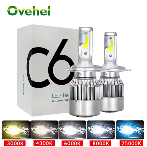 OVEHEL Led Headlight Bulbs C6 LED H7 H4 LED 3000K 6000K 8000K H1 HB3 9005 9006 HB4 H3 LED Car Light