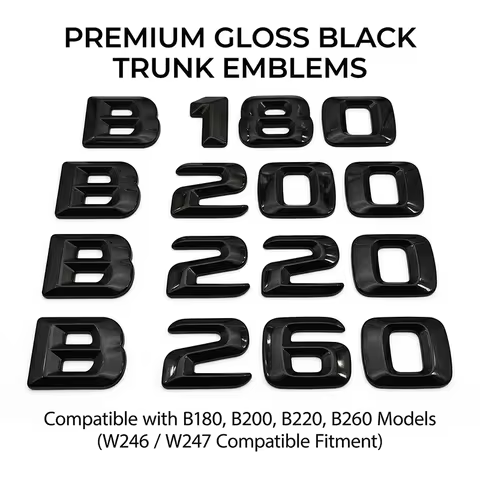 Gloss Black Rear Trunk Emblem Badge For Mercedes-Benz B180 B200 B220 B260 3D Logo Sticker Replacemen