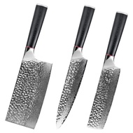 Kitchen Knife Mirror Light Steel Hammer Foreign Trade Sharp Pattern Slicing Knife Chef's Knife G10 D