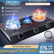 ☃ AIODIY Gas Stove Three Gas Stoves Double Burner Portable Gas Stove 4.0Kw High Power Burner Home
